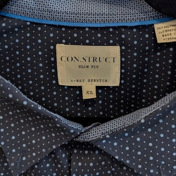 Construct Men's Short Sleeve Button Down Blue with Polka Dots - Size XL - Picture 3 of 7